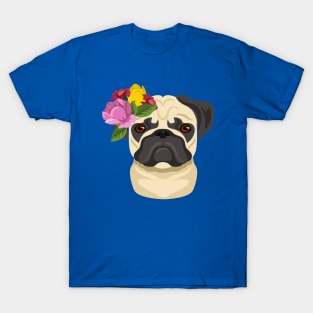 Pug dog portrait flat T-Shirt